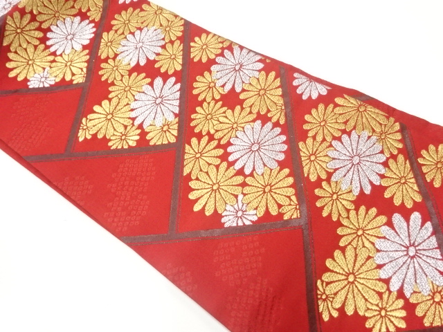 名古屋帯 アンティーク帯 打ち出の小槌 扇 鞠 縁起柄 NO-435 夏帯